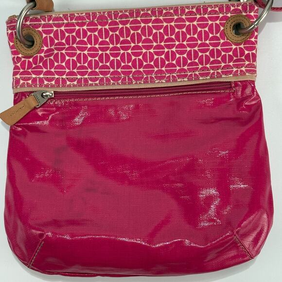 FOSSIL KEY-PER Pink Canvas CROSSBODY BAG Shoulder Bag Purse Geometric Print - Picture 4 of 11